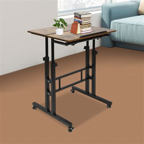 Inbox Zero Laius Adjustable Standing Desk with Wheels Home Office Workstation | Wayfair