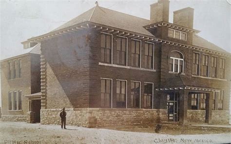 Photo postcard from 1910 of the Clayton, NM Public School building. # ...