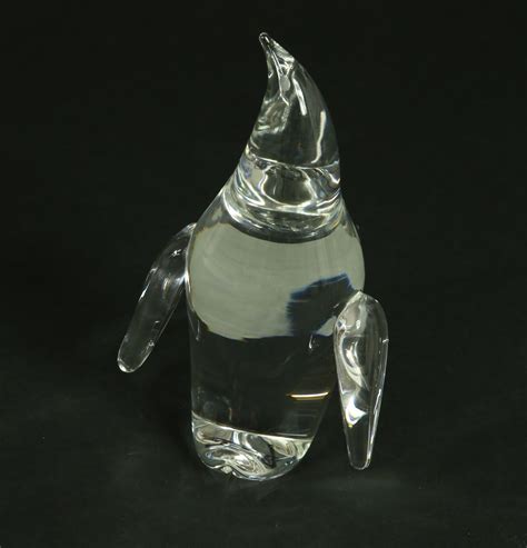 Signed Steuben Clear Crystal Penguin Designed By George Thompson Circa