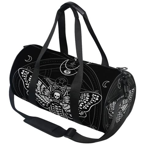 Black Skull Moth Duffel Bags Magic Skulls Sports Gym Bag Travel Luggage