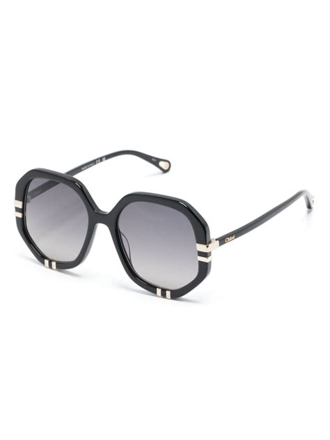 Chloé Eyewear Logo Debossed Square Frame Glasses Black Farfetch