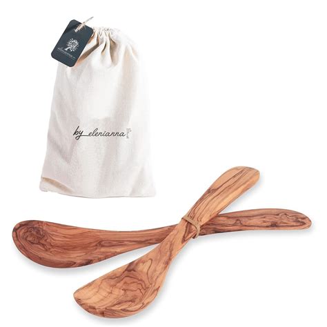 Salad Servers Olive Wood Wide Handle With Antibacterial Effect Extra