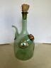 Vintage Italian Hand Blown Green Glass Wine Decanter Bottle With Ice