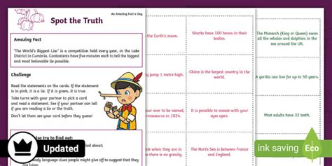 Spot The Truth Worksheet Worksheet Teacher Made Twinkl