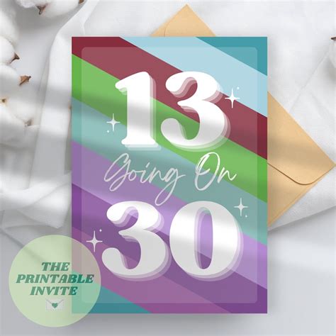 13 Going On 30 Birthday Party Invitation Canva Template Etsy