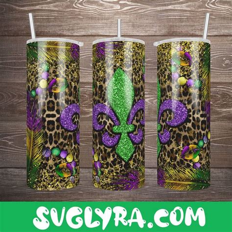 Mardi Gras Tumbler Wrap 20oz Skinny Straight Crawfish Tumbler Wrap