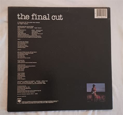 Vintage Vinyl Pink Floyd The Final Cut LP Record Gatefold Cover