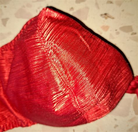 Vtg Maidenform Bra B Red Satin S Lingerie Soft Cu Gem