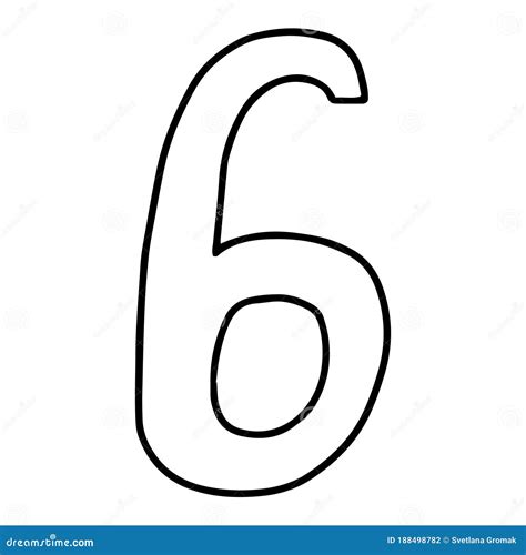 The Number 6 Drawn In The Doodle Styleoutline Drawing By Handblack