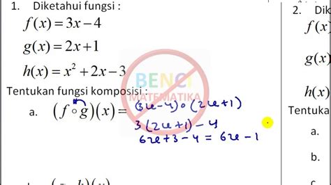 Fungsi Komposisi 1 Contoh 1 No 1 YouTube