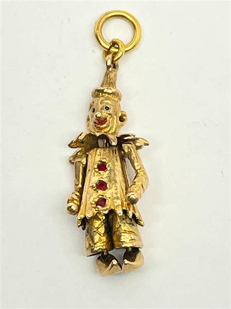 Vintage 9ct Gold Articulated Clown Pendant Charm 1960 Gem