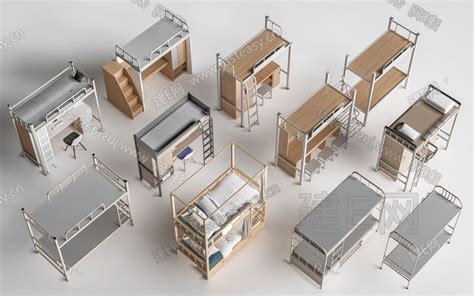 现代宿舍高低床模型su模型下载 Id114250630 建e网su模型