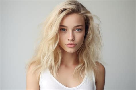 Premium Ai Image A Model With Blonde Hair And Blue Eyes