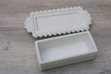 English Hobnail Vintage Westmoreland Milk Glass Covered Butter Dish Plate W Cover