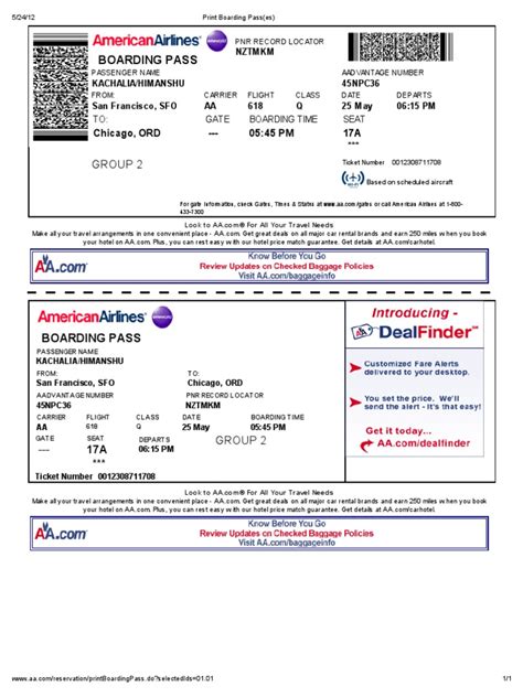 American Airlines Online Boarding Pass