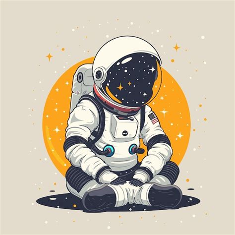 Astronauta Sentado En La Luna Ilustración Vectorial En Estilo De Dibujos Animados Vector