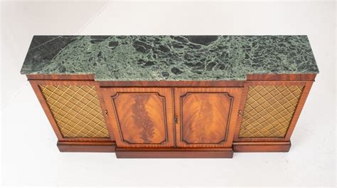 Pair Regency Revival Beakfront Sideboards Mahogany Server