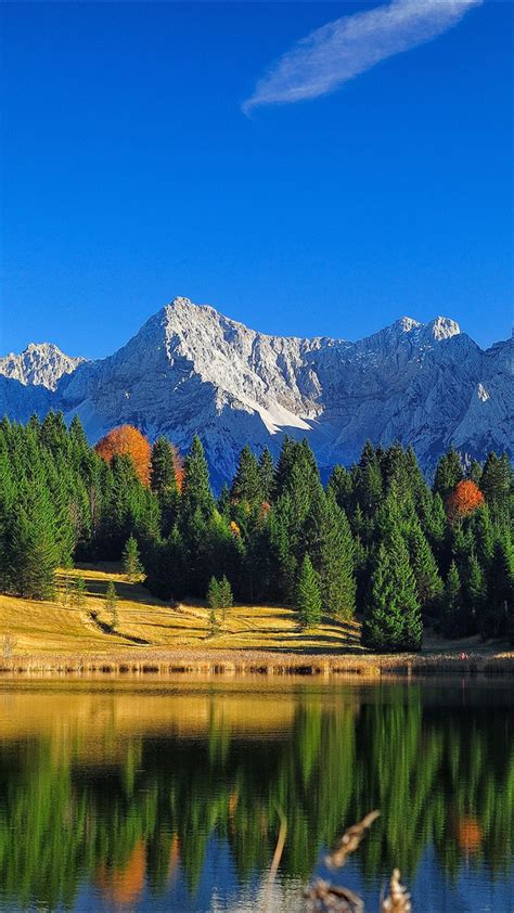 Download Wallpaper Autumn Forest The Sky Clouds Light Mountains