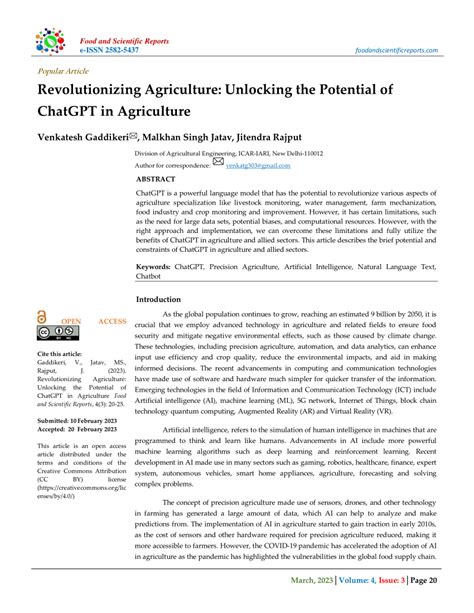 PDF Revolutionizing Agriculture Unlocking The Potential Of ChatGPT