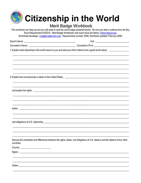 Citizenship In The World Worksheet Citizenship In The Nation