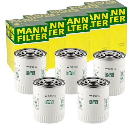 5x MANN FILTER W 930 13 ÖLFILTER MIT EINEM RÜCKLAUFSPERRVENTIL