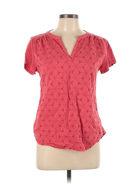 St Johns Bay 100 Cotton Red Short Sleeve Blouse Size L 68 Off