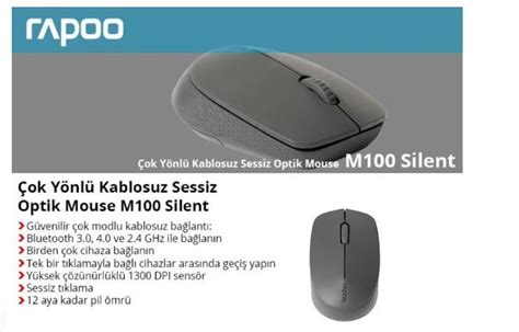 Rapoo M Dpi Ok Modlu Sessiz Kablosuz Mouse Fiyat