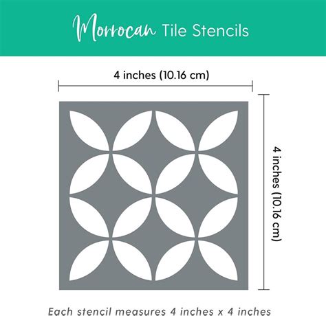 Moroccan Tile Stencil Set Pack Of Four 4x4 Tile Stencil Etsy