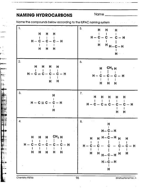 Iupac Nomenclature Practice Exercises With Answers Iupac Nam