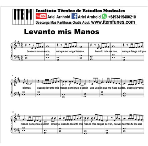 Levanto Mis Manos Samuel Hernandez Re Partitura Notas Acordes