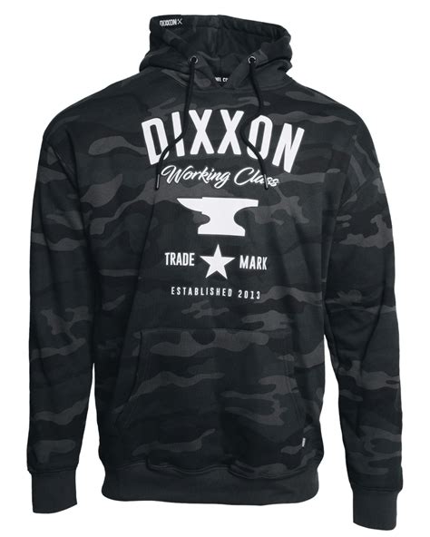 Mens White Working Class Tm Pullover Hoodie Black Camo Dixxon