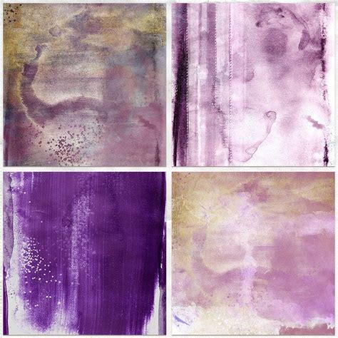 A Set Of Purple Digital Background Papers With A Watercolor Texture