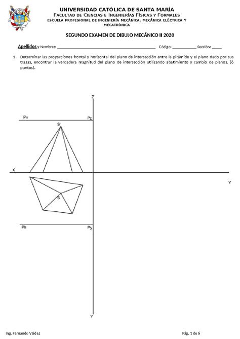 1 2 Examen Dibujo Mecánico II 2020 1 UNIVERSIDAD CATÓLICA DE SANTA