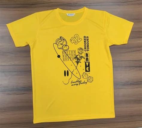 Printed Men Yellow Poly Lycra T Shirt Xl Round Neck At Rs 125 Piece