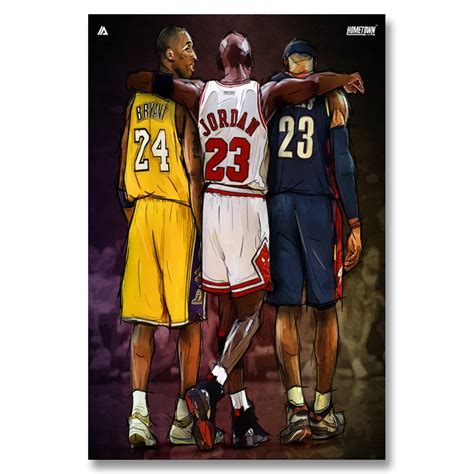 Michael Jordan Kobe Bryant Lebron James Nba Stars Silk Canvas Poster