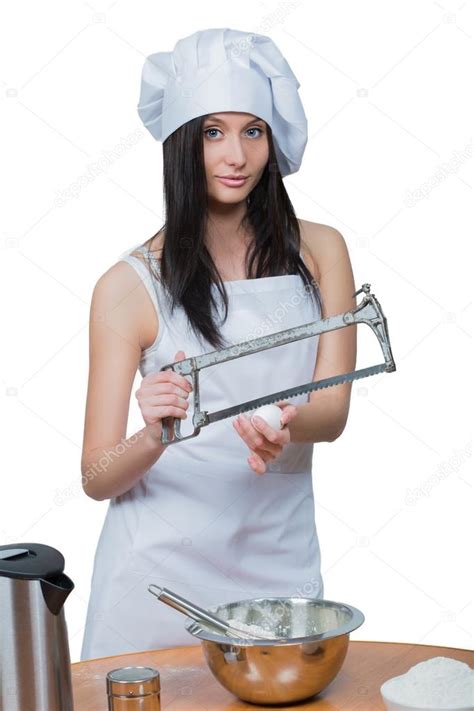 Sexy Woman In Chef Uniform Knead The Dough Stock Photo By Kopitin