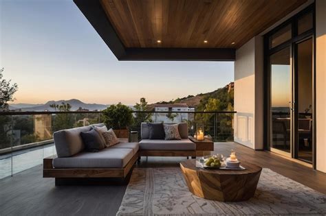 Luxurious Mountain View Terrace Premium Ai Generated Image