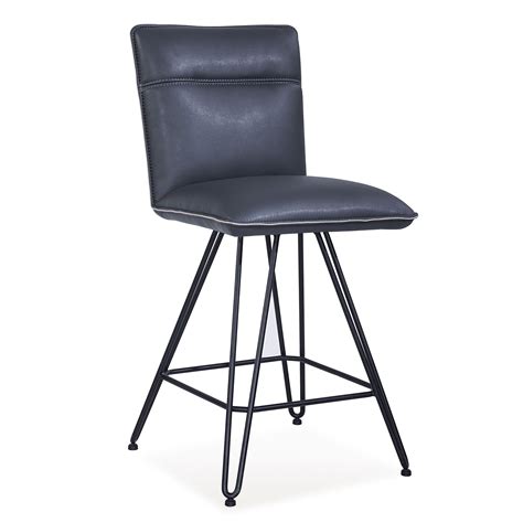 Metal Leather Upholstered Counter Height Stool With Hairpin Style Legs