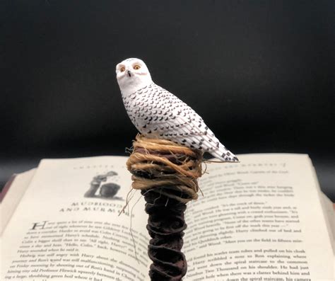 Snowy Owl Wand Owl Wand Snowy Owl Wizard Wand Etsy