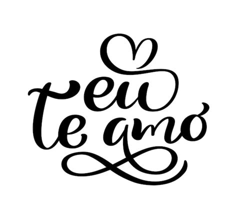 Te amo en portugués eu te amo texto de letras de caligrafía vectorial