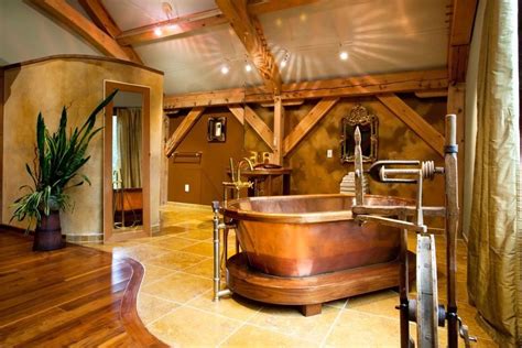 20 Rustic Bathroom Designs With Copper Bathtub