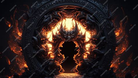 Premium Photo Demon Gate Portal Digital Art Illustration Generative Ai