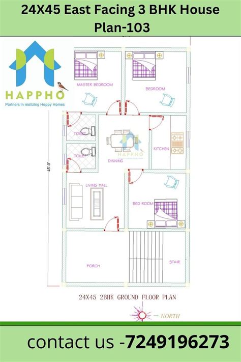 X East Facing Bhk House Plan Floor Plans Floor Plan Design