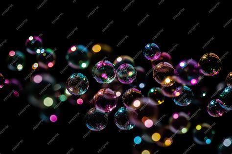 Premium AI Image | A black background with colorful bubbles in the ...