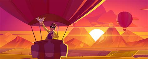 Hot Air Balloon Travel Man With Dove On Hand Vector Art At