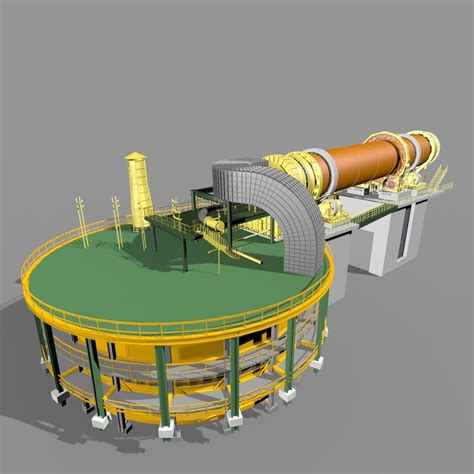 Rotary Kiln Furnace And Annular Cooler 3D Model Rigged CGTrader