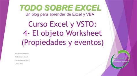 Curso Excel Y VSTO 4 El Objeto Worksheet Propiedades Y Eventos