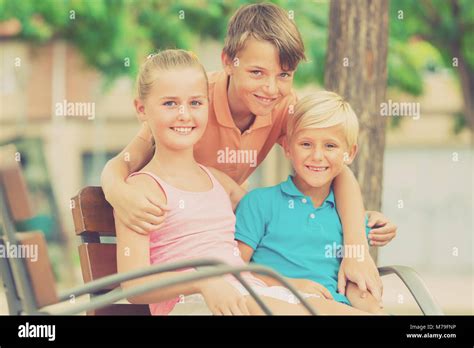 Portrait of kids which are walking in the park Stock Photo - Alamy