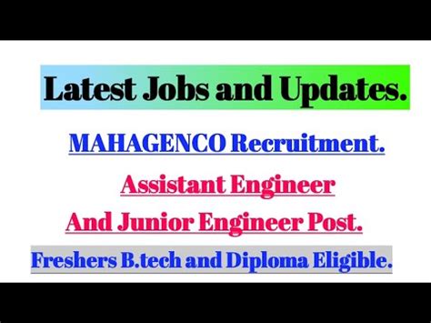 MAHAGENCO Recruitment 2022 Jobs Govtjobs Latestjobs Mahagenco