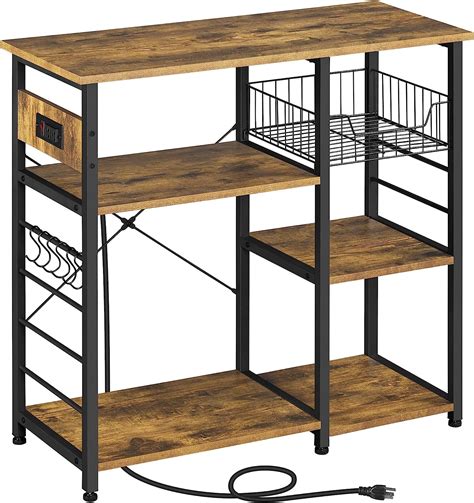 Amazon Yaheetech Kitchen Bakers Rack With Power Outlet Wire